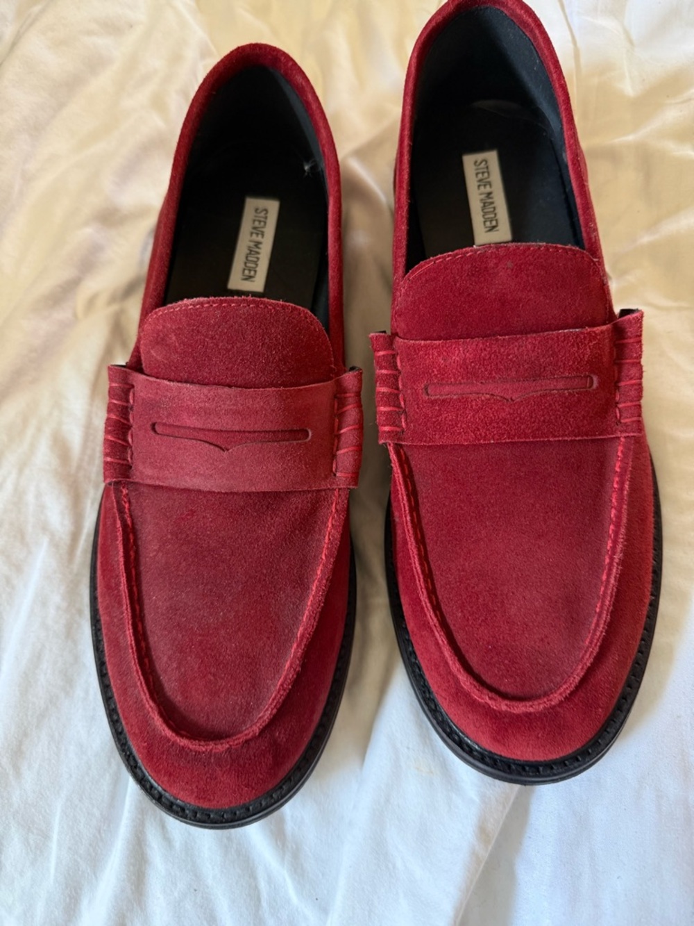 Steve Madden Red Suede Penny Loafers for Women